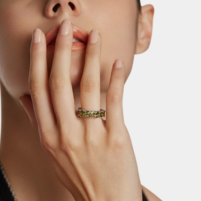 haze天然锆石不规则设计镶嵌女戒指 HAZE戒指/指环