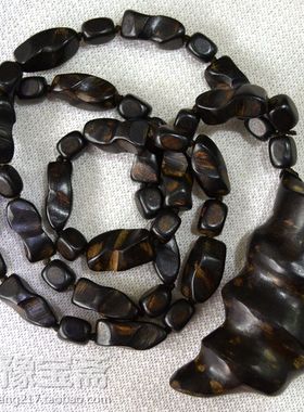 沉香随形长款民族风奇楠毛衣项链