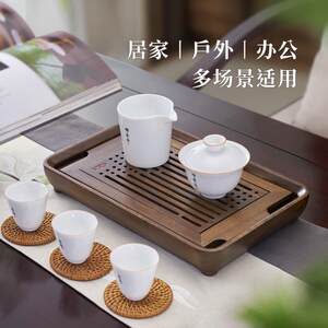 汉唐家用茶盘实木茶托盘功夫茶具套装干泡台茶海旅行便携小型茶台