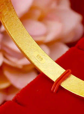 厚金女款磨砂手镯 婚庆印字工厂直销开口铜仿金地摊饰品货源