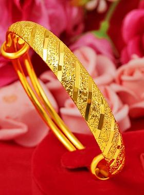 越南沙金手镯女正品推拉光面