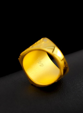 精品材质越南沙金戒指男款钢印三个久福字开口霸气不掉色朋友礼物
