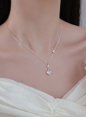 S999纯银玉髓蝴蝶项链女
