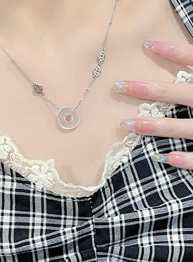 新款招财平安扣纯银s999项链女