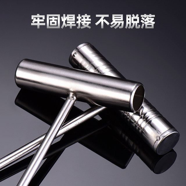 Stainless steel T-hook wooden handle beef hook thick large size pork hook pull hook pull hook pull hook roast duck hook solid