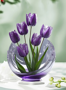 跨境紫色郁金花亚克力桌面装饰摆件 平面2D多功能室内外艺术