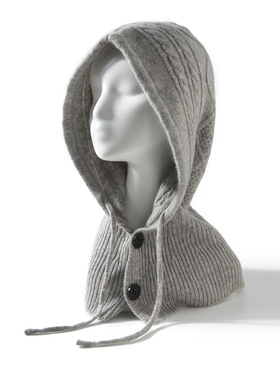 软糯山羊绒2025秋冬新款女休闲护耳脖包头帽针织保暖系扣抽绳帽子
