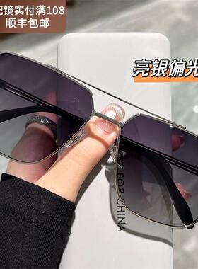 韩国茶色大脸偏光墨镜男2026感抗开车新款UV级太阳眼镜专用近视