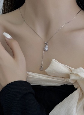 法式高级感两个葫芦项链女款2024新款抽拉锁骨链轻奢不掉色