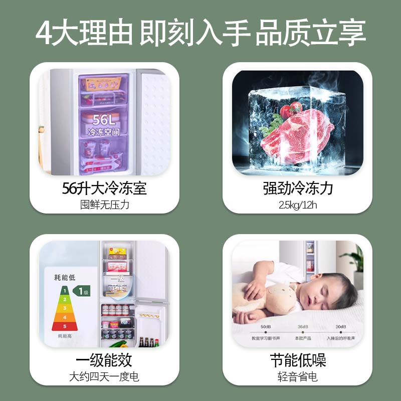 扬子佳科技家用小型冰箱迷你出租房用宿舍一级能效省电双门电冰箱-图0