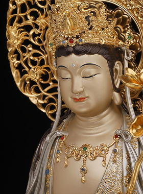 纯铜西方三圣菩萨观世音佛像件供