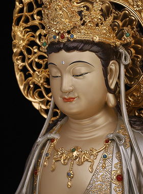 台湾纯铜菩萨工艺品摆件观音佛像