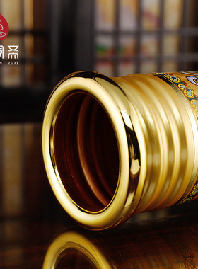 珐琅彩色家用供佛新唐纹香筒供奉合金珍珠金莲花纹插香筒放香筒