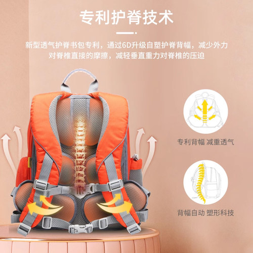 【中国原创】乐同护脊书包小学生三到六年级超轻儿童减负重6D背幅 - 图1