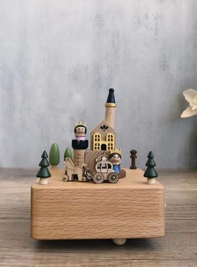 Handmade Wooden Rotating Music Box Creative Gift Wooden Musi