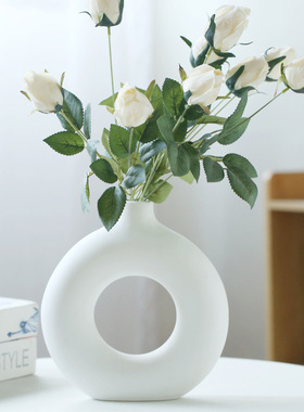 Creative Ceramic Vase Ornaments Living Room Flower Geometric