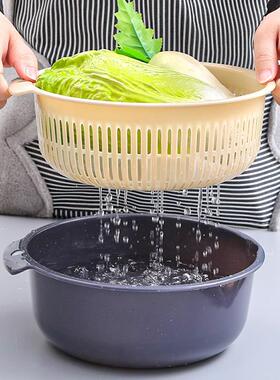大号双层洗菜沥水篮篮子器家用厨房水槽圆形筐子菜篮洗菜篮洗菜盆