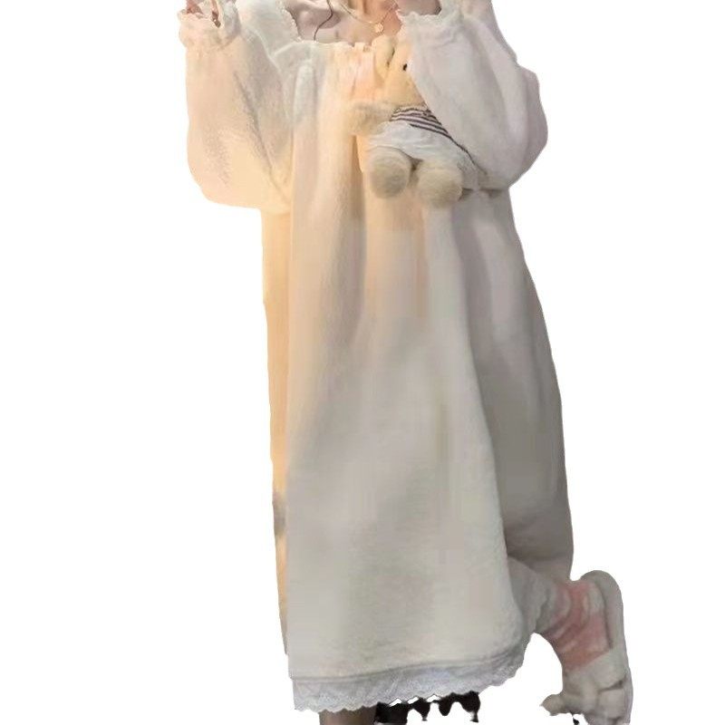 睡裙女秋冬天长款公主风可爱甜美加绒加厚冬季珊瑚绒大码睡衣保暖,淘宝优惠券,粉丝福利购,淘宝优惠卷