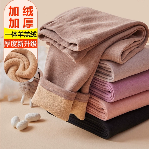 Бархатные удерживающие тепло флисовые базовые зимние штаны, увеличенная толщина, высокая талия, большой размер