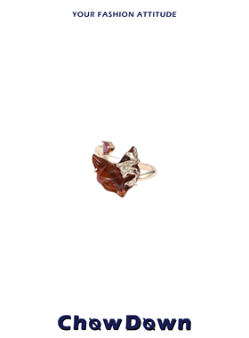 CHOWDOWN明星同款半面狐戒指