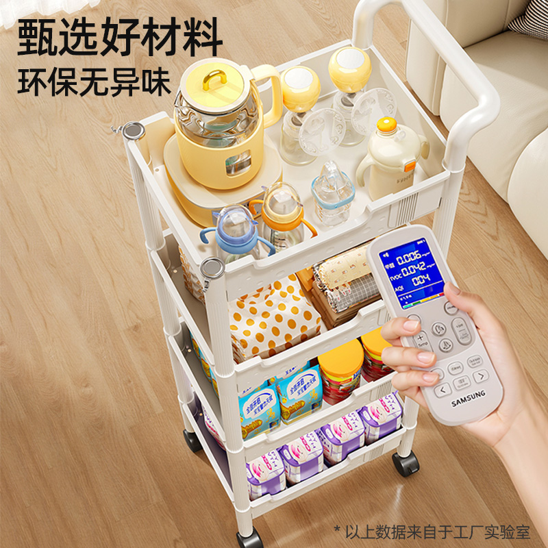 小推车置物架厨房落地卧室多层婴儿用品移动书包架零食收纳储物架