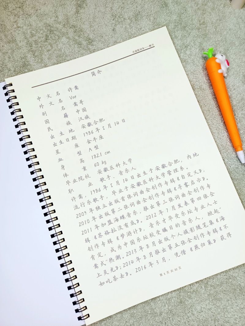 许嵩字帖歌词本2022硬笔练字成人学生女生情书体奶酪体漂亮练字贴 - 图1