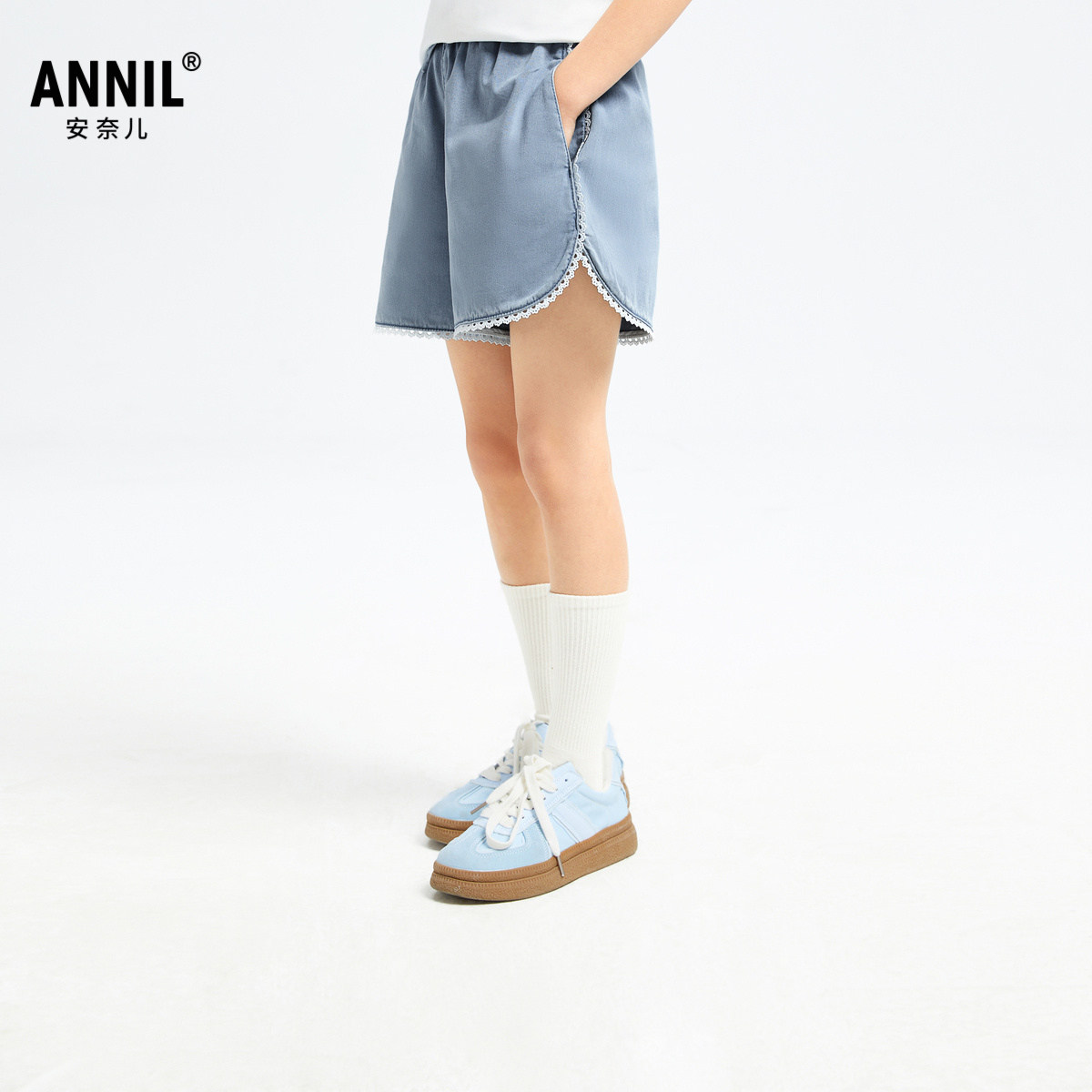安奈儿童装女童牛仔短裤夏时尚甜美可爱弹力透气冰感裤子,淘宝优惠券,粉丝福利购,淘宝优惠卷