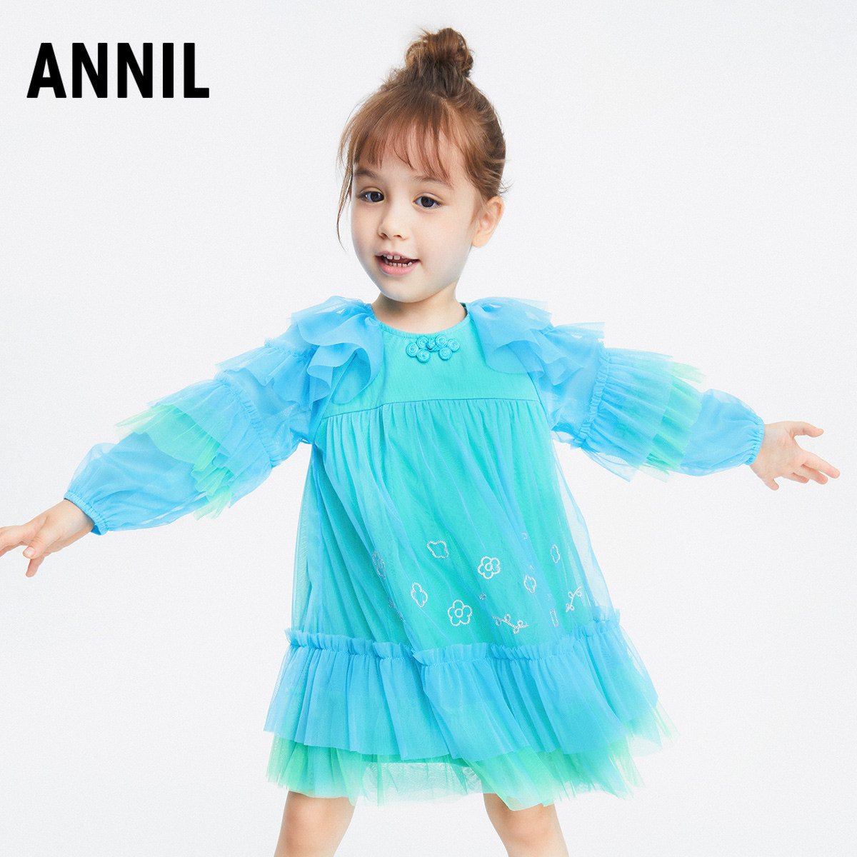 安奈儿女童礼服儿童演出服2023春新款宝宝走秀主持人晚礼服连衣裙,淘宝优惠券,粉丝福利购,淘宝优惠卷