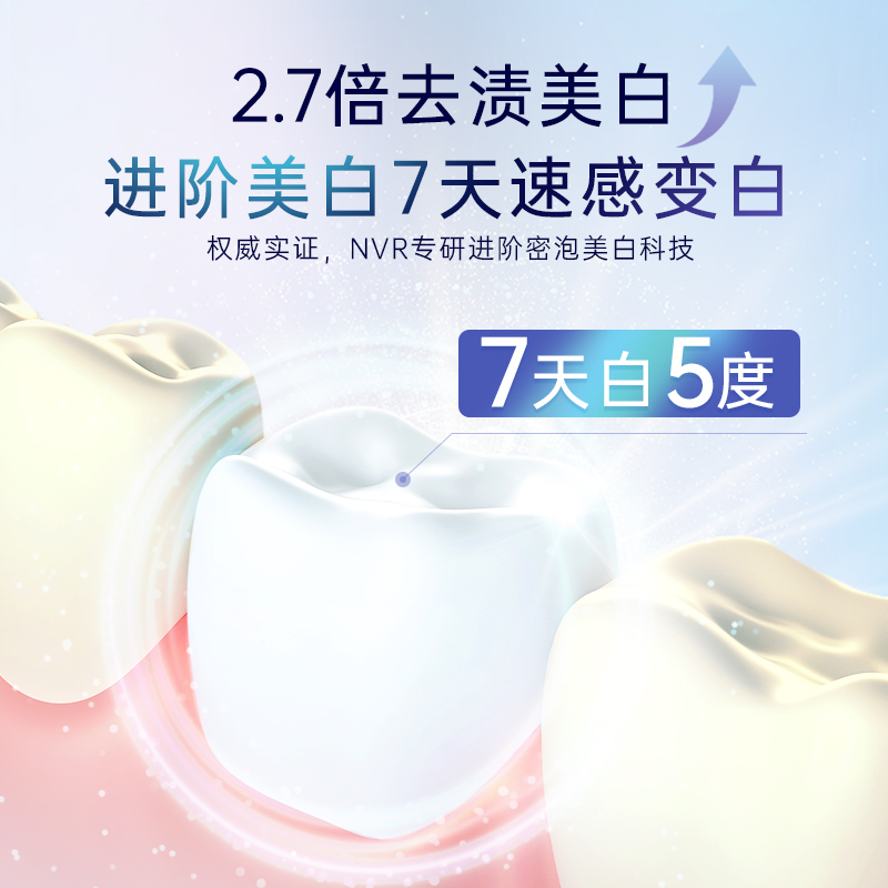 NVR上扬泡感白牙膏美白酵素清新口气益生元氨基酸绵密泡沫去黄渍