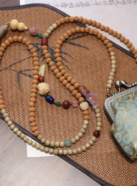 天然星月菩提檀木金刚菩提斜跨手机链新中式可背手机挂绳包包链