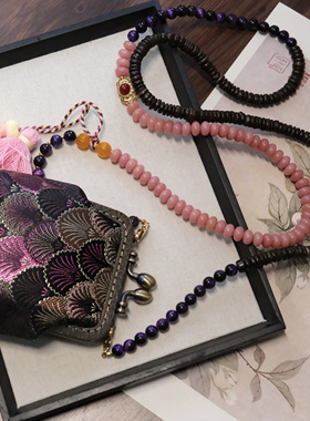 新中式国风长款斜挎包包链斜挎链背背链项链的复古纯手工气质配饰