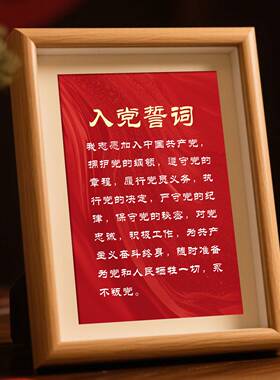 生日纪念礼品入党誓词装裱框红色