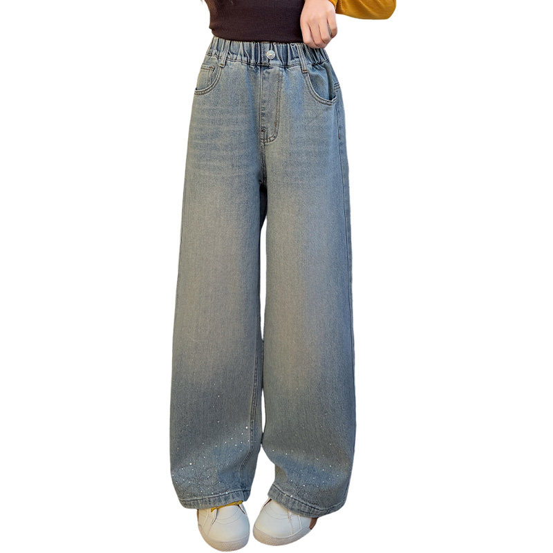 女童裤子春秋外穿2026新款春季洋气窄版牛仔长裤中大童休闲阔腿裤,淘宝优惠券,粉丝福利购,淘宝优惠卷