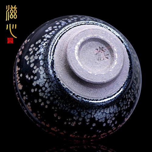 滋心堂 卓立旗建盏茶杯黑釉银斑天目盏传统鹧鸪斑油滴茶盏主人杯 - 图2