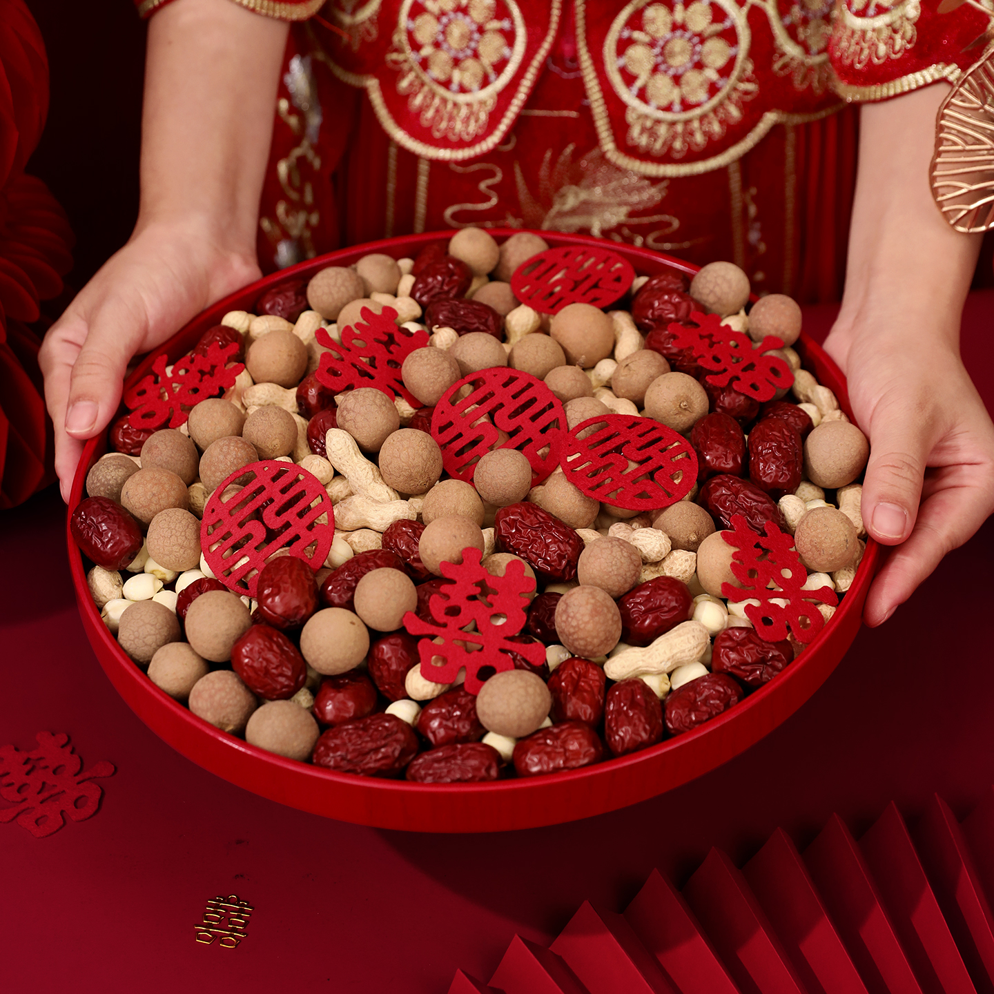 托盘结婚专用果盘婚礼喜糖盘红色喜盘子订婚备婚敬茶婚庆用品大全 - 图3