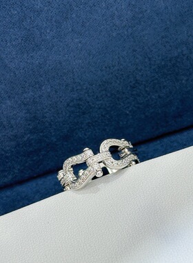 轻奢航海满钻马蹄扣戒指通体925纯银宽版指环女高级感新年礼物