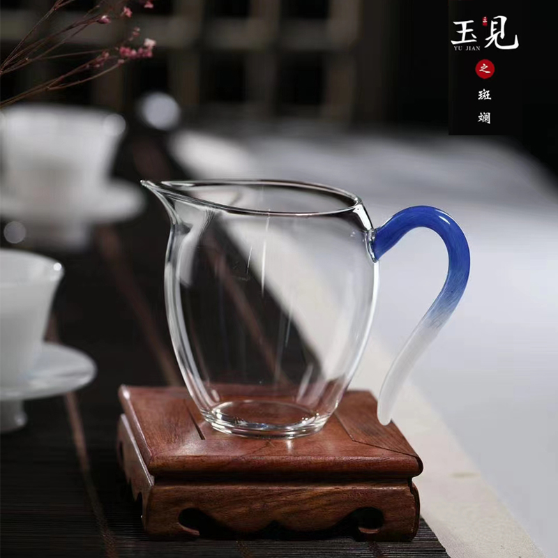 北大史玉见高端玻璃公道杯耐热透明日式分茶器彩把鹰嘴匀杯茶具
