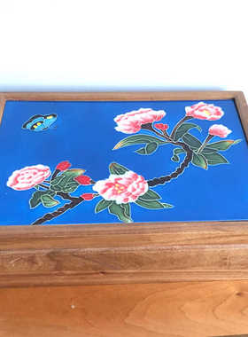 23*33老榆木桌面摆件镶嵌瓷版画