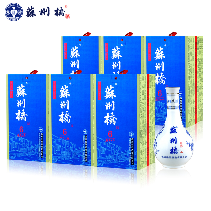 苏州桥姑苏一品浓香型白酒 42度固态法酿造粮食酒整箱装500mL*6瓶