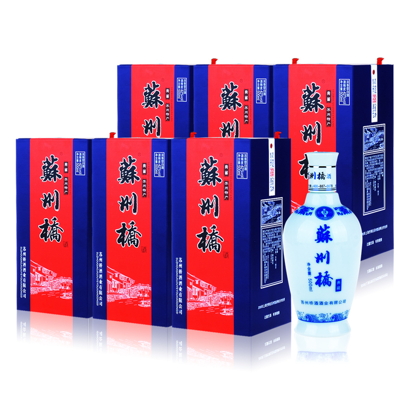苏州桥典藏浓香型白酒 42度固态法酿造粮食酿造酒整箱装500mL*6瓶