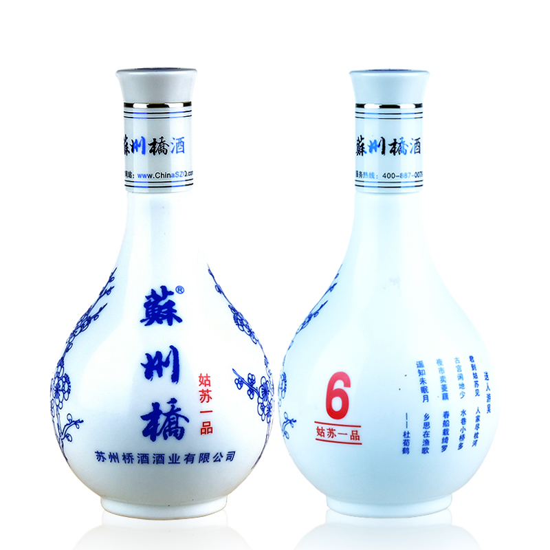 苏州桥姑苏一品浓香型白酒 42度固态法酿造粮食酒整箱装500mL*6瓶