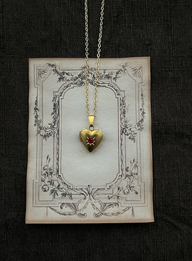 原创设计红色复古锁骨项链halfte