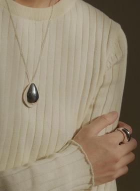 高品质小众设银蛋水滴吊坠项链