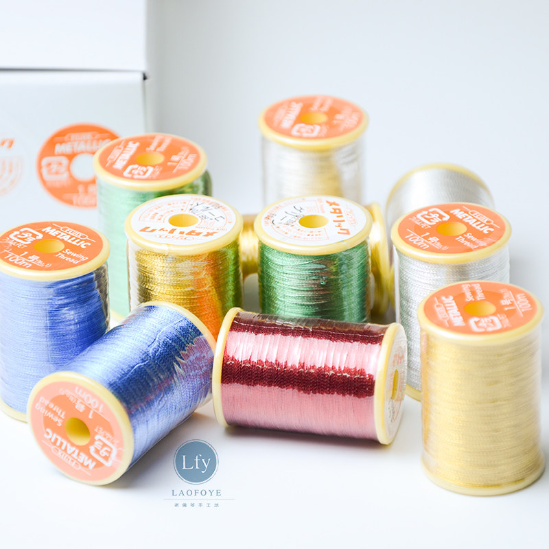 法式刺绣 日本富士克金银线 钩珠线 法式钩针专用金属线100米 5色 - 图1