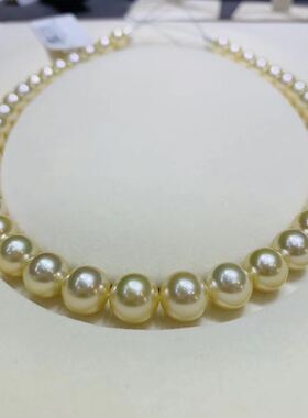 日本证书皇后温暖风南洋金珠项链