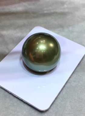 17.2mm镜面光大溪地孔雀绿正圆孔后极微瑕几乎无暇大龙珠裸珠