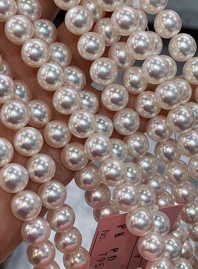 日本横滨香港珠宝展真科研证书红牌akoya花珠净链8.5-9mm基本无暇