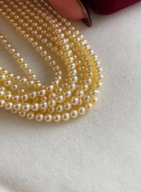 日本东京珠宝展akoya浓金色啦天然色无调色baby珠3-3.5mm极光项链