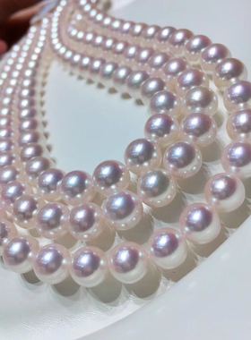 母亲节礼物日本养殖场特gong天女级8.5-9mmakoya净链极光樱花粉