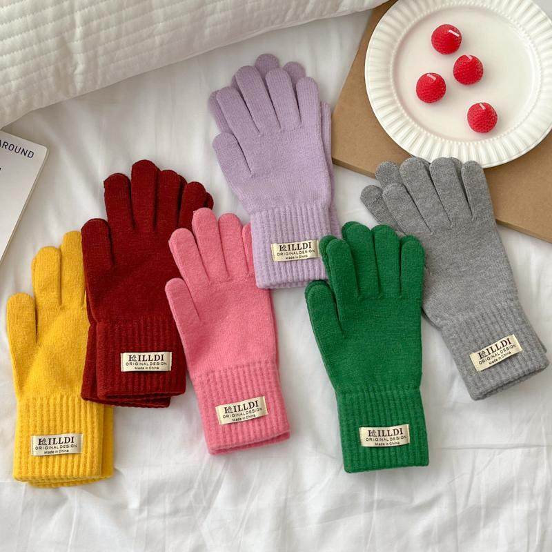 韩系软糯可触屏羊毛混纺手套女冬季保暖毛线针织骑行防寒手套百搭,淘宝优惠券,粉丝福利购,淘宝优惠卷